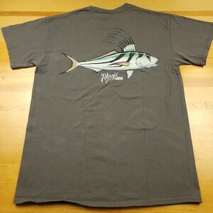 Pelagic Gear Men's Roosterfish Graphic Gray T-Shirt Fish Pocket Tee Size M